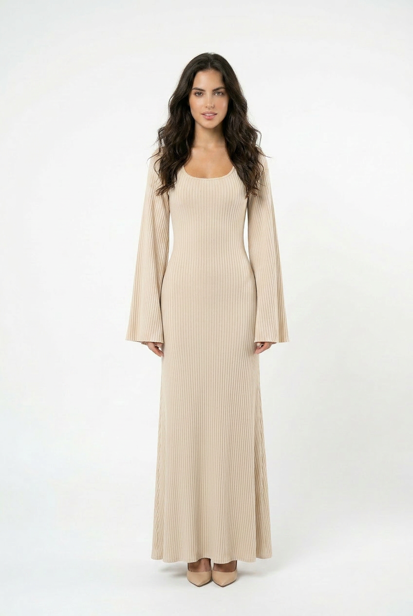 FLARE RIB DRESS