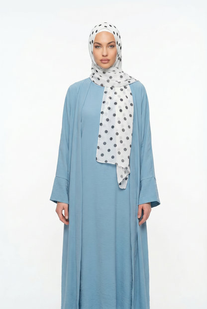 2pics Muslim Sets Muslim Jilbab Two Pieces Women Out Abaya Loose Cardigan Coat Sleeveless Inner Dress Prayer Clothing with Belt