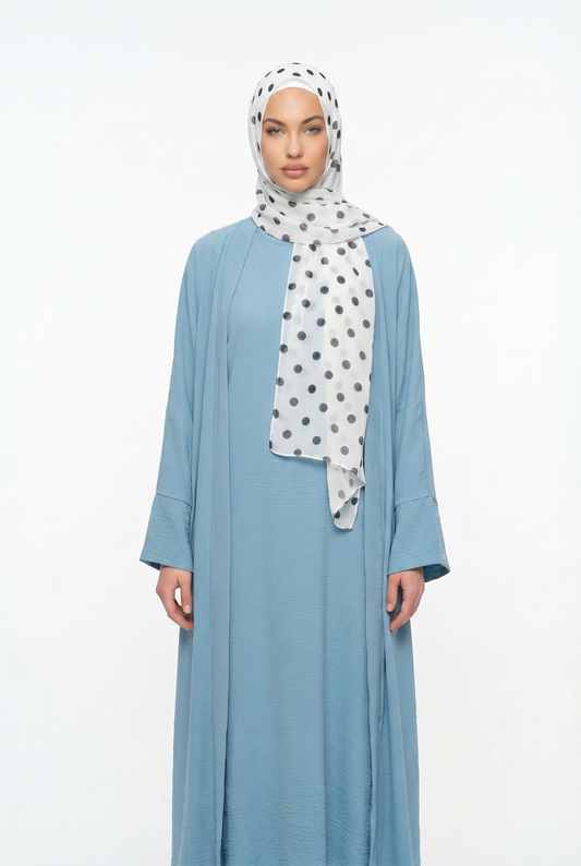 2pics Muslim Sets Muslim Jilbab Two Pieces Women Out Abaya Loose Cardigan Coat Sleeveless Inner Dress Prayer Clothing with Belt