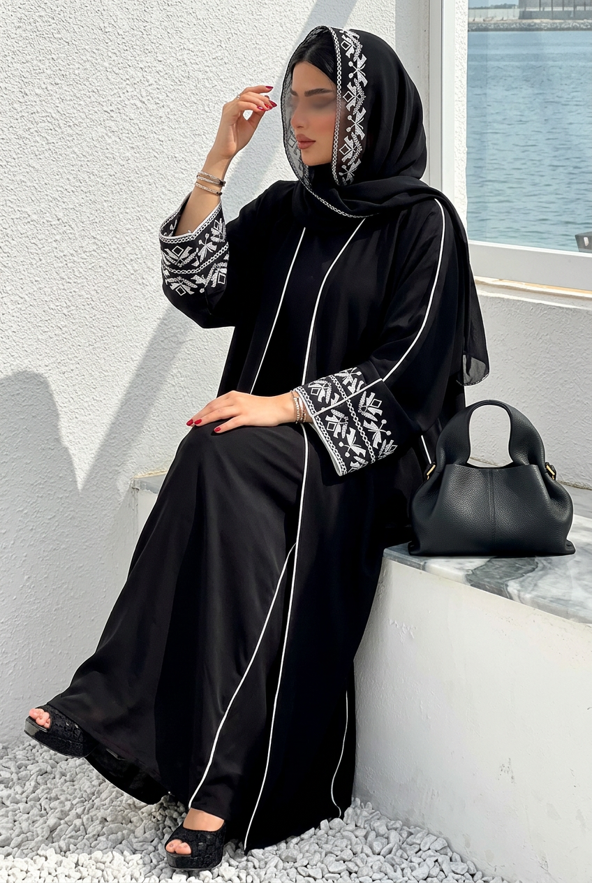 Fashion Classic Embroidered Abaya Hijab Dress Kimono Coat Outwear Women Long Sleeve Loose Arabic Muslim Dubai Moroccan Caftan