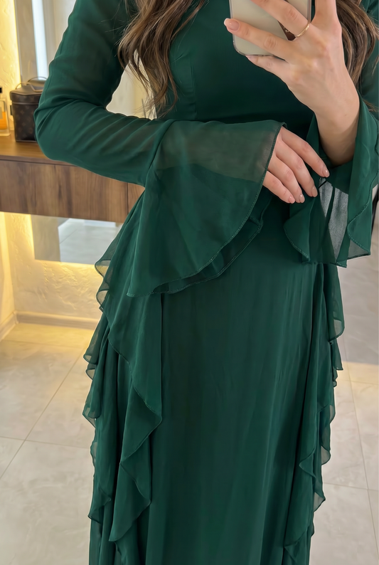 CASCADE RUFFLE MAXI DRESS