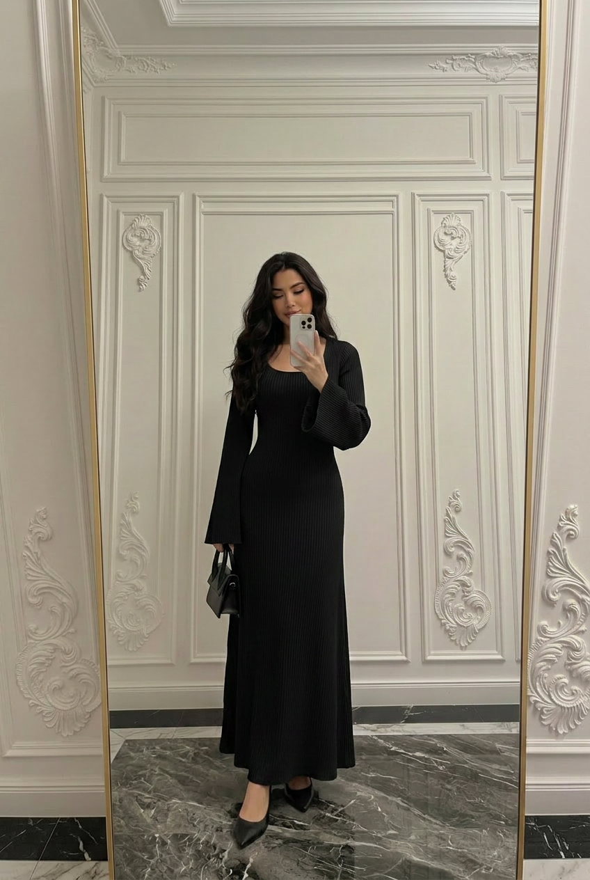 FLARE RIB DRESS