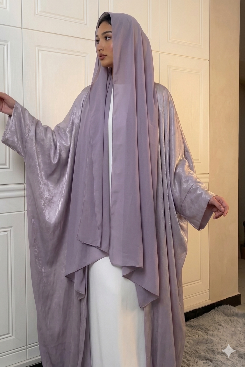 Shiny Party Abaya Ramadan Eid Batwing Satin Open Kimono Dubai Luxury Muslim Damen Abayas For Women Kaftan Dress Islamic Clothing