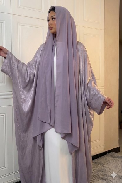 Shiny Party Abaya Ramadan Eid Batwing Satin Open Kimono Dubai Luxury Muslim Damen Abayas For Women Kaftan Dress Islamic Clothing