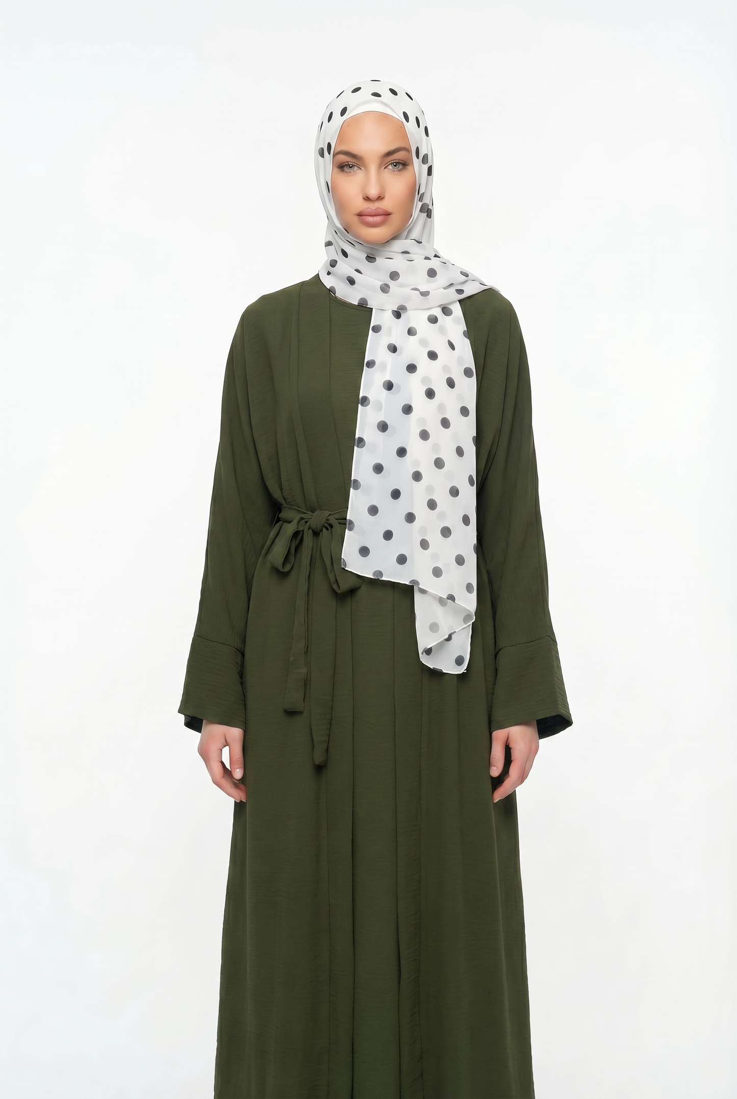 2pics Muslim Sets Muslim Jilbab Two Pieces Women Out Abaya Loose Cardigan Coat Sleeveless Inner Dress Prayer Clothing with Belt