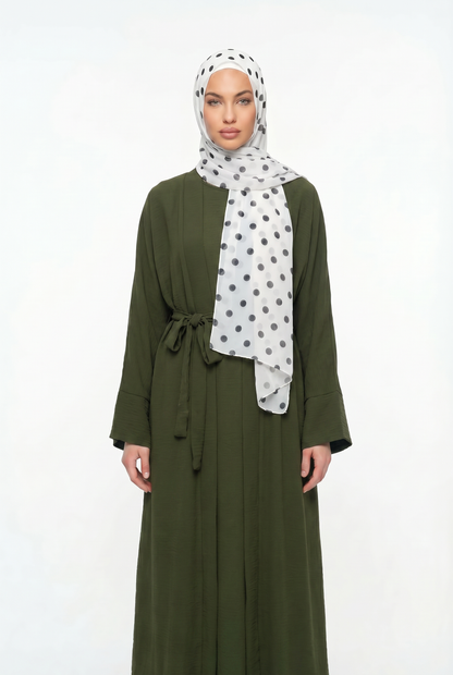 2pics Muslim Sets Muslim Jilbab Two Pieces Women Out Abaya Loose Cardigan Coat Sleeveless Inner Dress Prayer Clothing with Belt