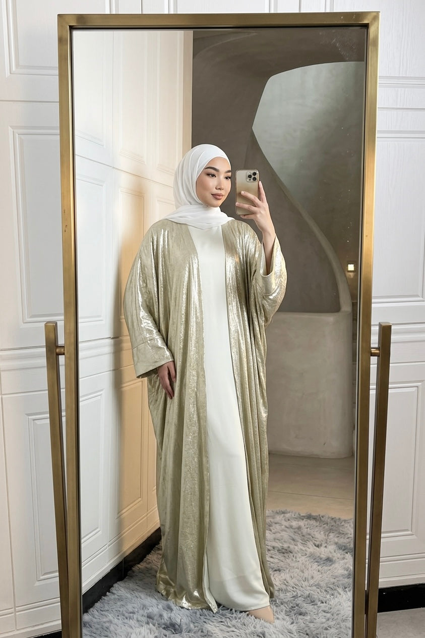 Shiny Party Abaya Ramadan Eid Batwing Satin Open Kimono Dubai Luxury Muslim Damen Abayas For Women Kaftan Dress Islamic Clothing