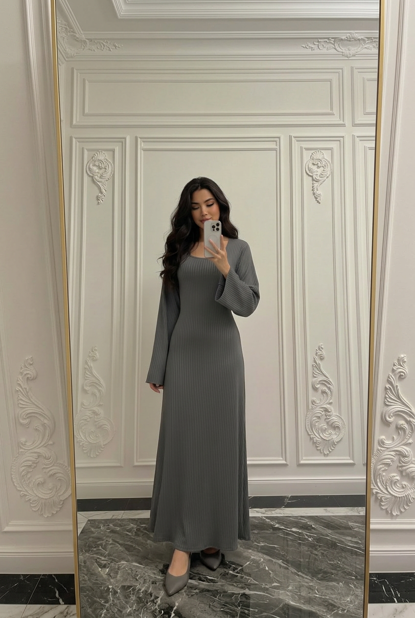 FLARE RIB DRESS